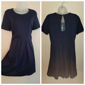 BCBGeneration Medium Ponte Jersey Surplice Navy A-line Mini Dress